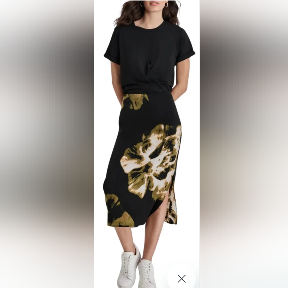 Nwt DKNY Mixed Media Midi Dress
